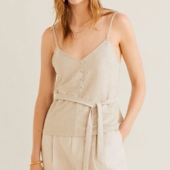 MANGO Button Detail Tie Waist Cami Top - Picture 8 of 9